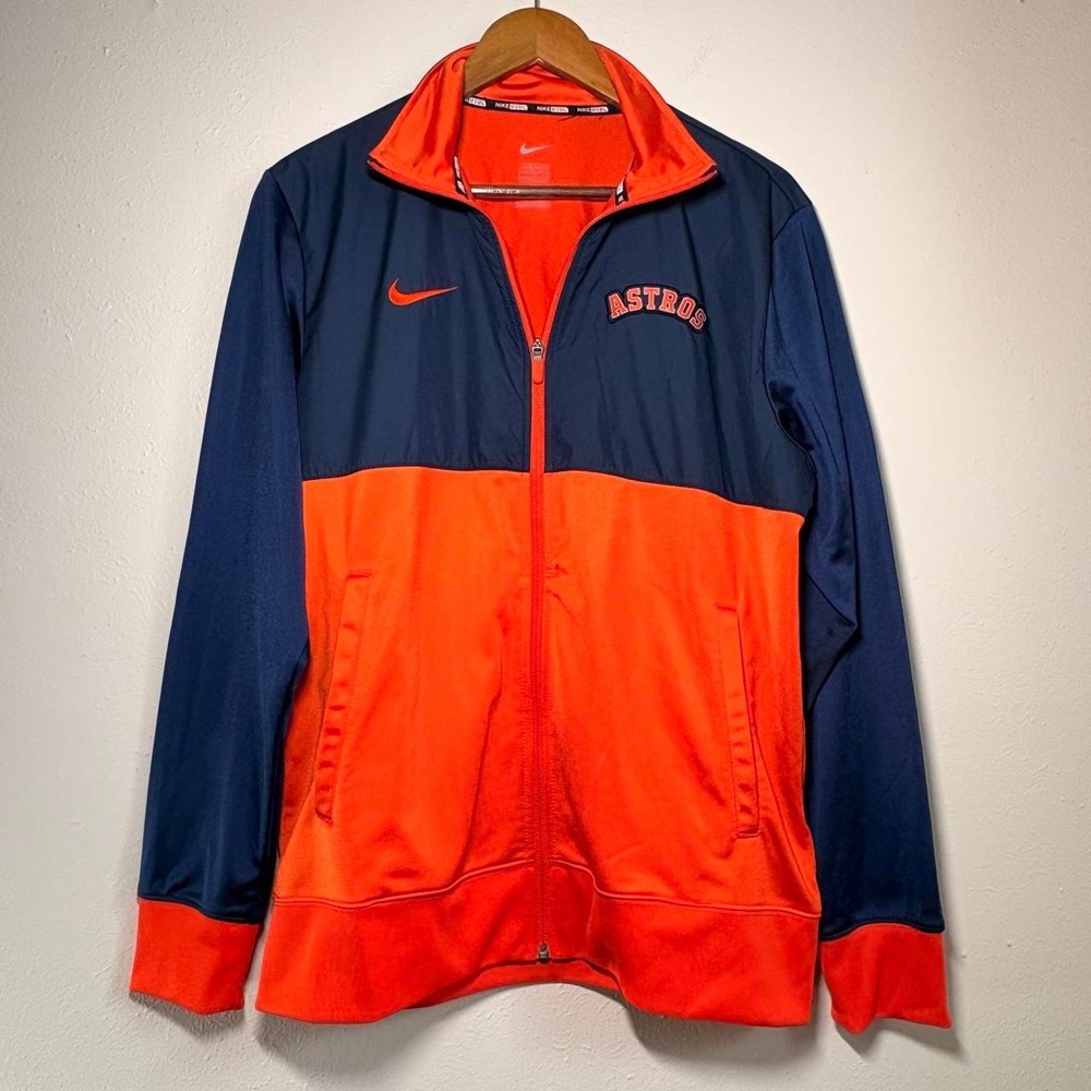 Nike Houston Astros‎ Men's Medium Zip Up Jacket Coat Blue/Orange